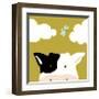 Peek-a-boo III - Cow-Yuko Lau-Framed Art Print