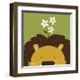 Peek-a-Boo Lion-Yuko Lau-Framed Art Print