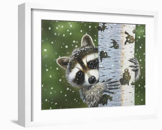 Peek-A-Boo Raccoon-William Vanderdasson-Framed Giclee Print