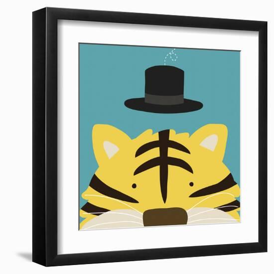 Peek-a-Boo Tiger-Yuko Lau-Framed Art Print