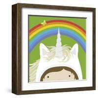 Peek-a-Boo Unicorn-Yuko Lau-Framed Art Print