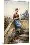 Peeling an Apple-Daniel Ridgway Knight-Mounted Giclee Print