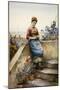 Peeling an Apple-Daniel Ridgway Knight-Mounted Giclee Print