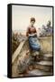 Peeling an Apple-Daniel Ridgway Knight-Framed Stretched Canvas