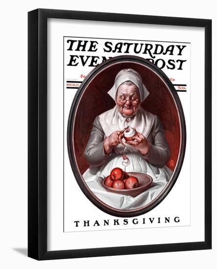 "Peeling Apples," Saturday Evening Post Cover, November 28, 1925-Joseph Christian Leyendecker-Framed Giclee Print