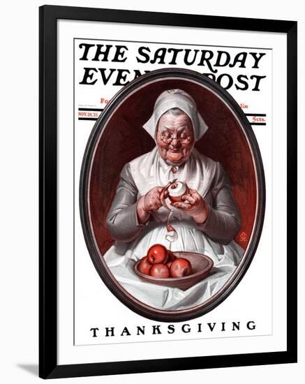 "Peeling Apples," Saturday Evening Post Cover, November 28, 1925-Joseph Christian Leyendecker-Framed Giclee Print