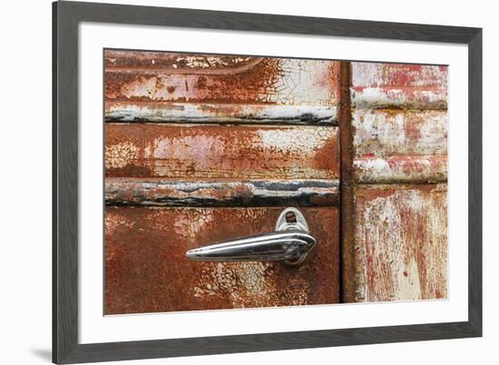 Peeling paint and door handle on abandoned truck door, Palouse region of Eastern Washington State-Adam Jones-Framed Photographic Print