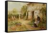 Peeling Potatoes-Ernest Walbourn-Framed Stretched Canvas