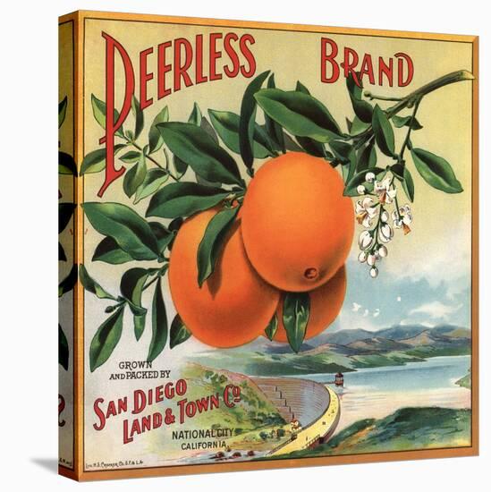Peerless Brand - National City, California - Citrus Crate Label-Lantern Press-Stretched Canvas
