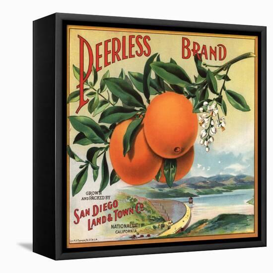 Peerless Brand - National City, California - Citrus Crate Label-Lantern Press-Framed Stretched Canvas