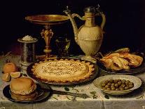 Still Life with a Tart, Roast Chicken, Bread, Rice and Olives-Peeters-Framed Stretched Canvas