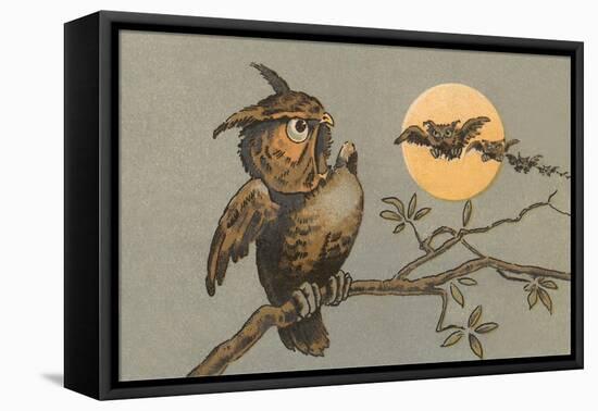 Peeved Horned Owl-null-Framed Stretched Canvas