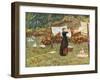 Pegging Out the Washing in the English Countryside-null-Framed Art Print