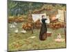 Pegging Out the Washing in the English Countryside-null-Mounted Art Print