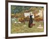 Pegging Out the Washing in the English Countryside-null-Framed Art Print