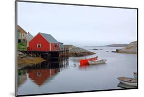 Peggy's Cove Harbour Cloudy-null-Mounted Art Print