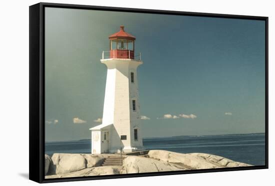 Peggy's Cove Lighthouse with a Polaroid Film Effect and Light Texture-onepony-Framed Stretched Canvas