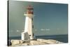 Peggy's Cove Lighthouse with a Polaroid Film Effect and Light Texture-onepony-Stretched Canvas