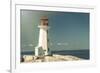 Peggy's Cove Lighthouse with a Polaroid Film Effect and Light Texture-onepony-Framed Photographic Print