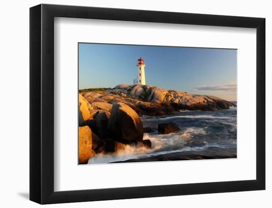 Peggys Cove Lighthouse sunset-null-Framed Art Print