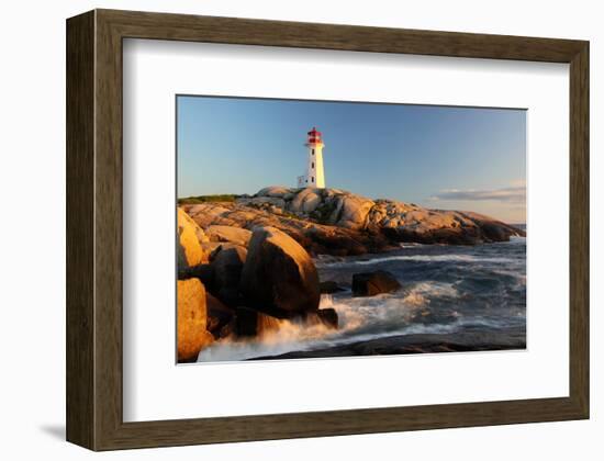 Peggys Cove Lighthouse sunset-null-Framed Art Print