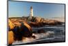 Peggys Cove Lighthouse sunset-null-Mounted Art Print