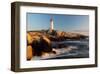 Peggys Cove Lighthouse sunset-null-Framed Art Print