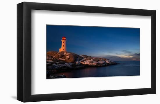 Peggys Cove's Lighthouse Dusk-null-Framed Art Print