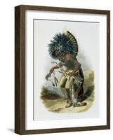 Pehriska-Ruhpa, Minatarre Warrior in the Costume of the Dog Dance-Karl Bodmer-Framed Giclee Print