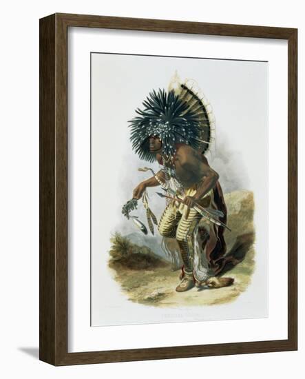 Pehriska-Ruhpa, Minatarre Warrior in the Costume of the Dog Dance-Karl Bodmer-Framed Giclee Print