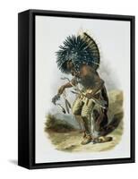 Pehriska-Ruhpa, Minatarre Warrior in the Costume of the Dog Dance-Karl Bodmer-Framed Stretched Canvas