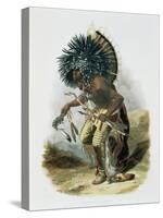 Pehriska-Ruhpa, Minatarre Warrior in the Costume of the Dog Dance-Karl Bodmer-Stretched Canvas