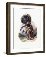 Pehriska-Ruhpa, Moennitarri Warrior in the Costume of the Dog Danse, 1840-Karl Bodmer-Framed Giclee Print