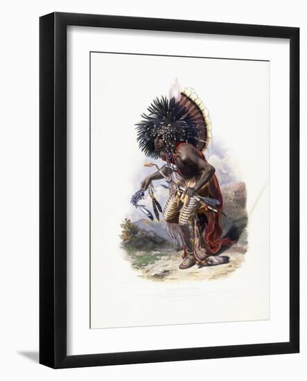 Pehriska-Ruhpa, Moennitarri Warrior in the Costume of the Dog Danse, 1840-Karl Bodmer-Framed Giclee Print