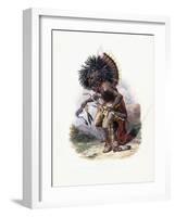 Pehriska-Ruhpa, Moennitarri Warrior in the Costume of the Dog Danse, 1840-Karl Bodmer-Framed Giclee Print