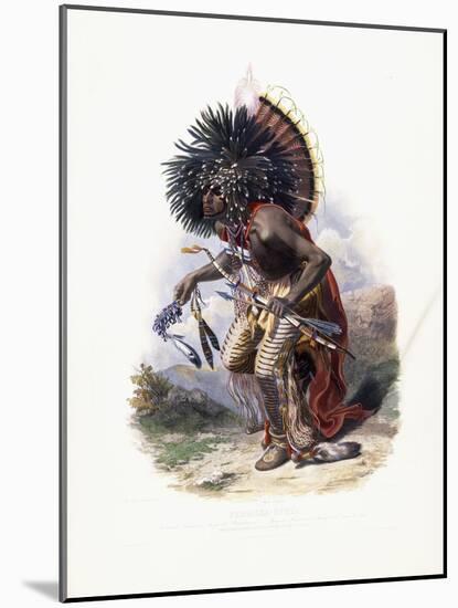 Pehriska-Ruhpa, Moennitarri Warrior in the Costume of the Dog Danse, 1840-Karl Bodmer-Mounted Giclee Print