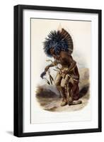 Pehriska-Rupha: Moennitarri Warrior in the Costume of the Dog Danse, 1839-1841-Karl Bodmer-Framed Giclee Print