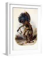 Pehriska-Rupha: Moennitarri Warrior in the Costume of the Dog Danse, 1839-1841-Karl Bodmer-Framed Giclee Print