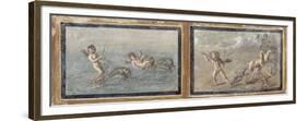 Peinture murale romaine : amours à la course et à la chasse-null-Framed Premium Giclee Print