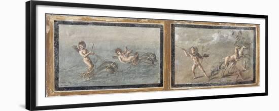 Peinture murale romaine : amours à la course et à la chasse-null-Framed Premium Giclee Print