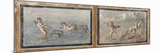 Peinture murale romaine : amours à la course et à la chasse-null-Mounted Giclee Print
