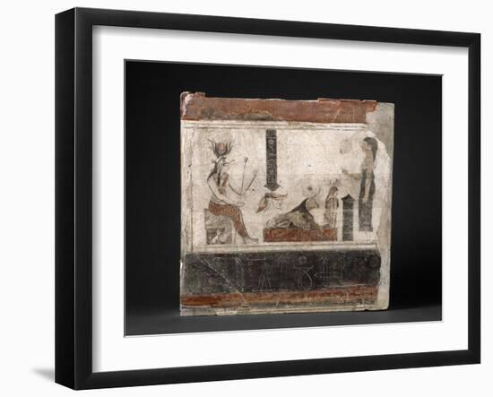 Peinture murale romaine : scène égyptisante avec Isis assise sur un siège sans dossier-null-Framed Giclee Print