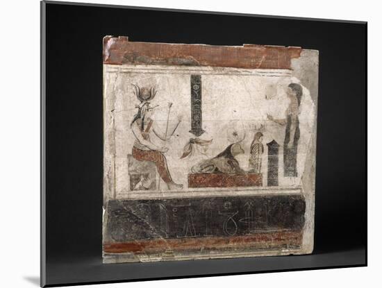 Peinture murale romaine : scène égyptisante avec Isis assise sur un siège sans dossier-null-Mounted Giclee Print