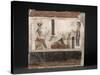Peinture murale romaine : scène égyptisante avec Isis assise sur un siège sans dossier-null-Stretched Canvas