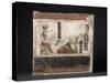 Peinture murale romaine : scène égyptisante avec Isis assise sur un siège sans dossier-null-Stretched Canvas