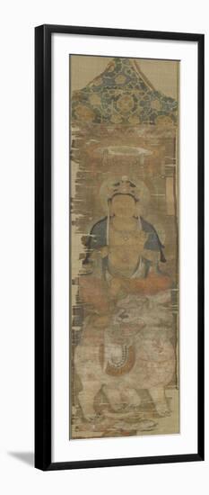 Peinture votive : Manjusri (Wenshu sur le lion faisant le geste de faire tourner la Roue de la loi)-null-Framed Giclee Print