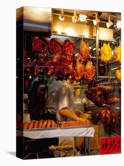 Peking Ducks Hanging in Shop Window, Hong Kong, China-Amanda Hall-Stretched Canvas