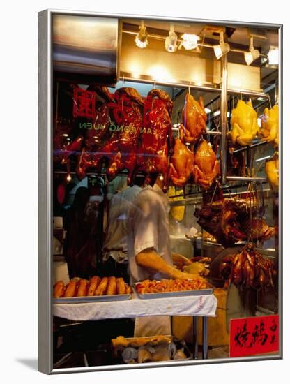 Peking Ducks Hanging in Shop Window, Hong Kong, China-Amanda Hall-Framed Photographic Print