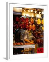 Peking Ducks Hanging in Shop Window, Hong Kong, China-Amanda Hall-Framed Photographic Print