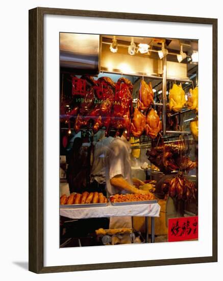 Peking Ducks Hanging in Shop Window, Hong Kong, China-Amanda Hall-Framed Photographic Print
